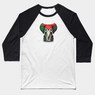 Baby Elephant with Glasses and Palestinian Flag Baseball T-Shirt